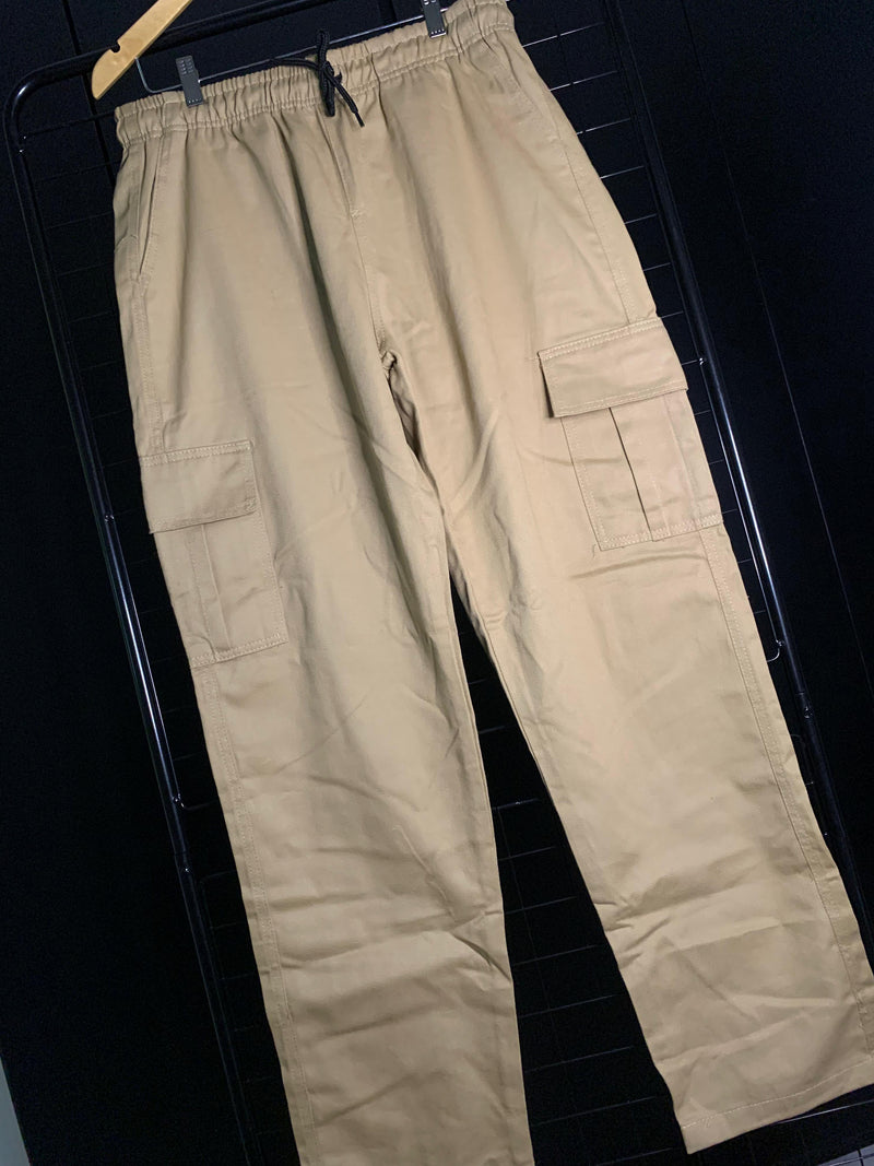 Calça Cargo Lisa Sarja - Bege