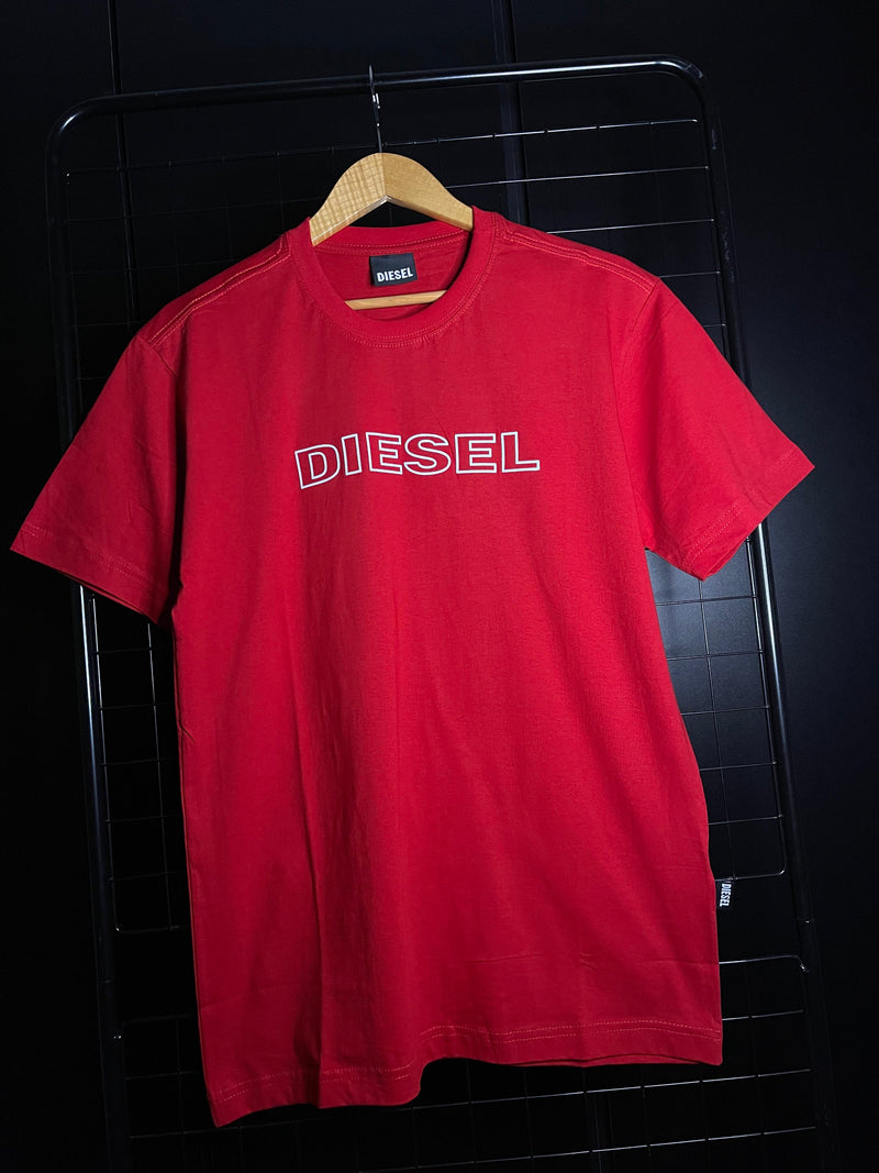 CAMISETA DIESEL 'LOGO' EMBORRACHADO - VERMELHO