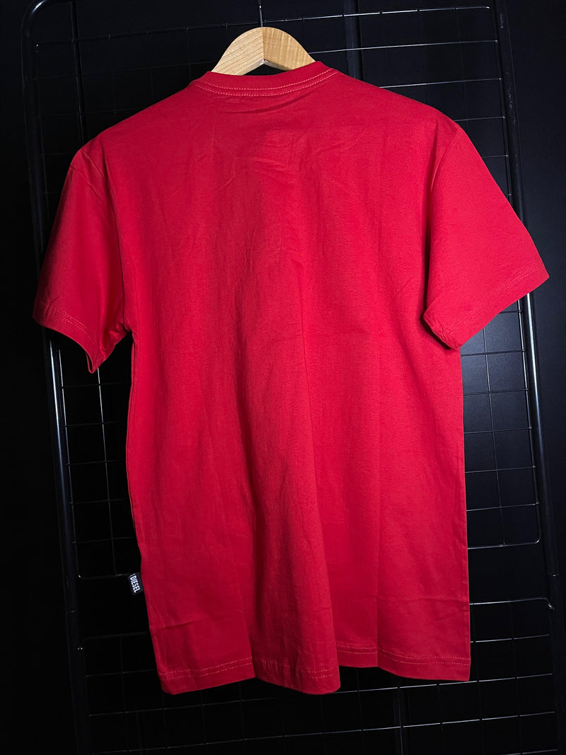 CAMISETA DIESEL 'LOGO' EMBORRACHADO - VERMELHO