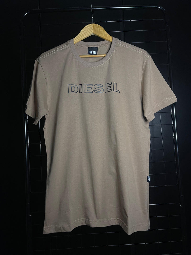 CAMISETA DIESEL 'LOGO' EMBORRACHADO - BEGE