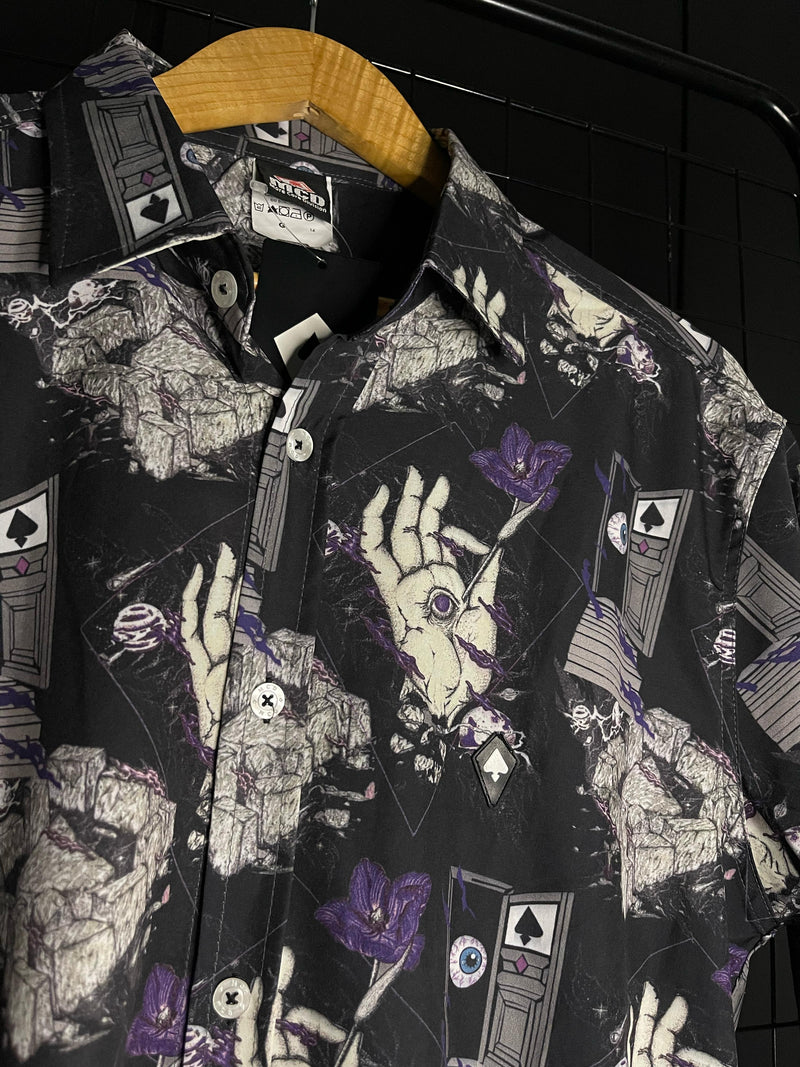 CAMISA BOTÃO MCD 'HAND' - PRETO/ROXO