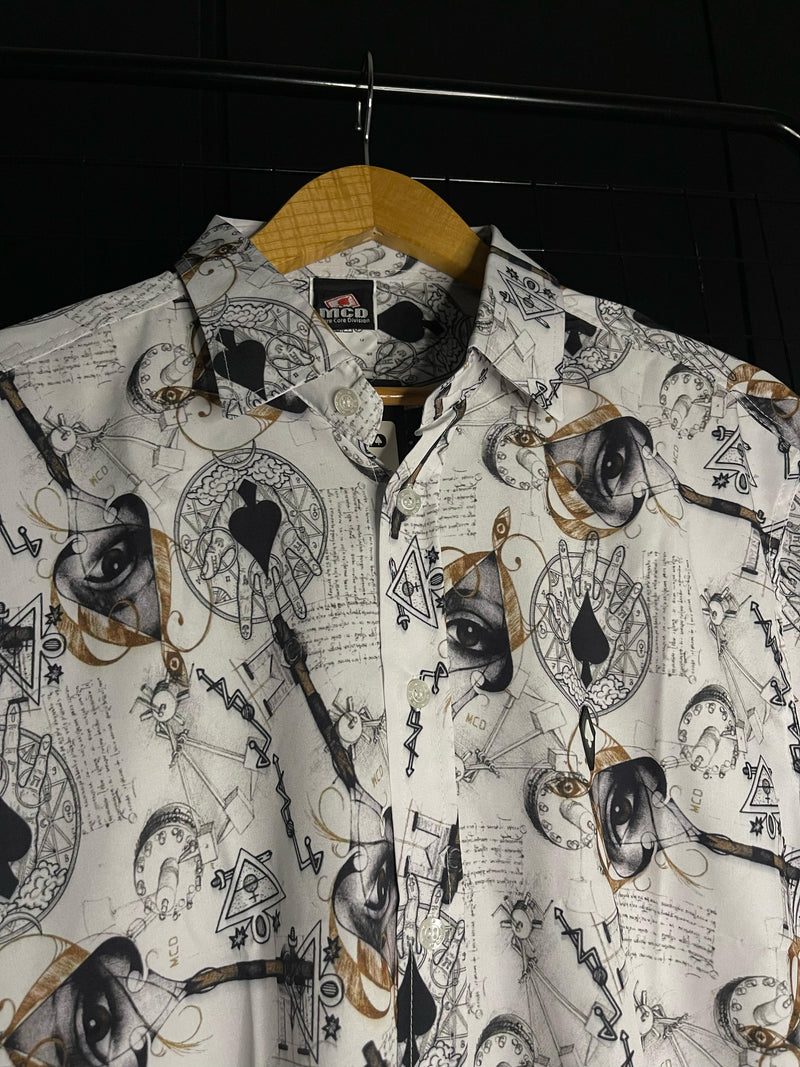 CAMISA BOTÃO MCD - BRANCO/LARANJA