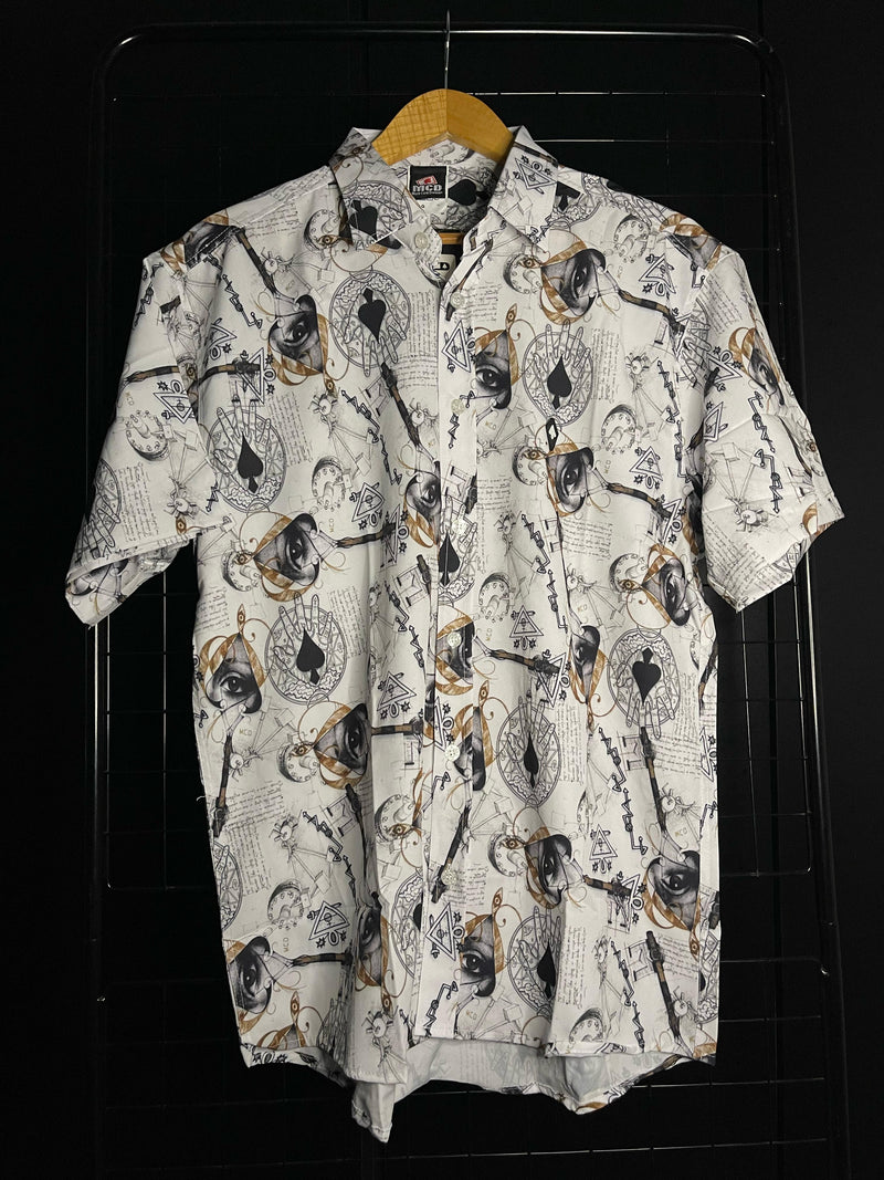 CAMISA BOTÃO MCD - BRANCO/LARANJA