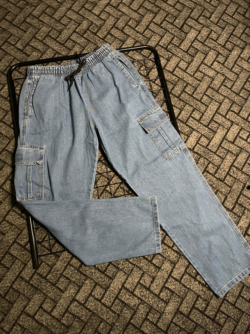 CALÇA CARGO LISA - JEANS