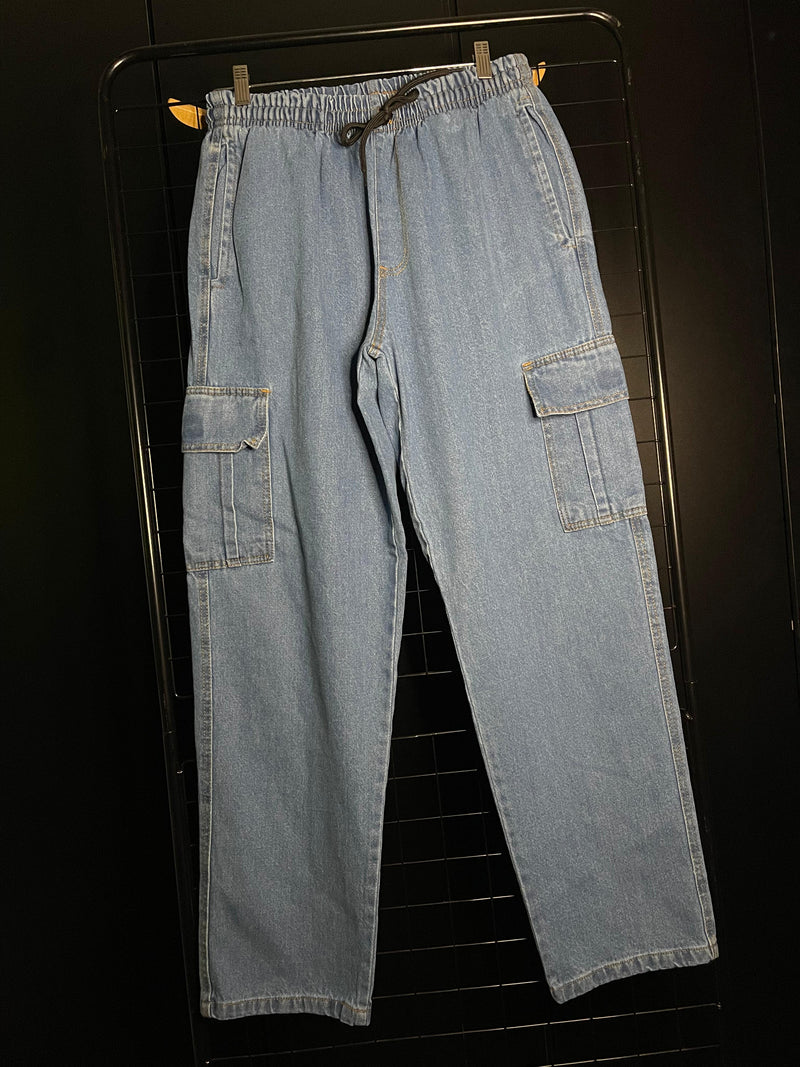 CALÇA CARGO LISA - JEANS